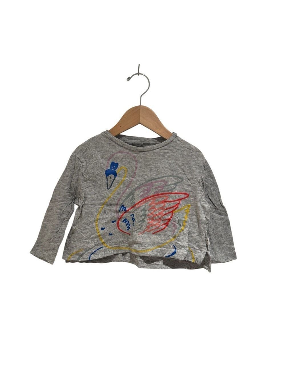 Stella McCartney Kids Gray Swan Boxy Long Sleeve Tee - size 2